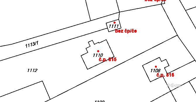 Jablunkov 815 na parcele st. 1110 v KÚ Jablunkov, Katastrální mapa