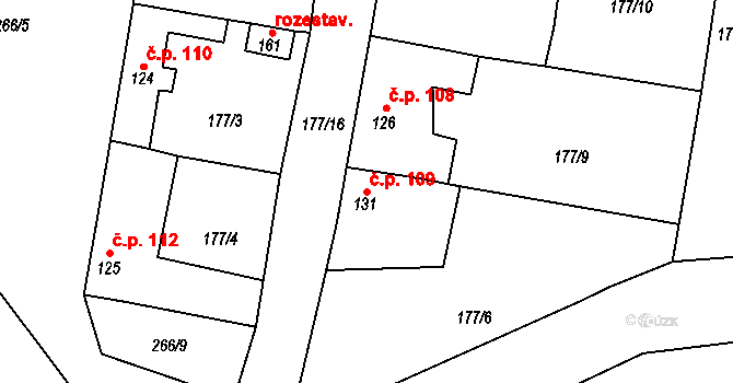 Krchleby 109, Staňkov na parcele st. 131 v KÚ Krchleby u Staňkova, Katastrální mapa