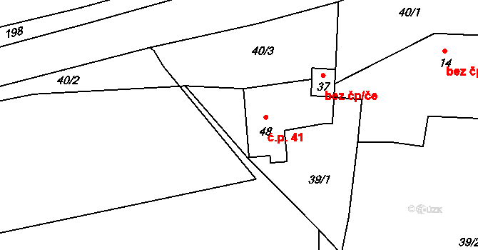 Chotěnov-Skláře 41, Mariánské Lázně na parcele st. 48 v KÚ Chotěnov u Mariánských Lázní, Katastrální mapa