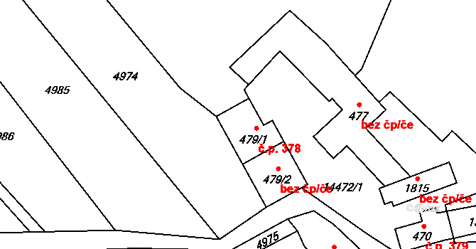 Nový Hrozenkov 378 na parcele st. 479/1 v KÚ Nový Hrozenkov, Katastrální mapa