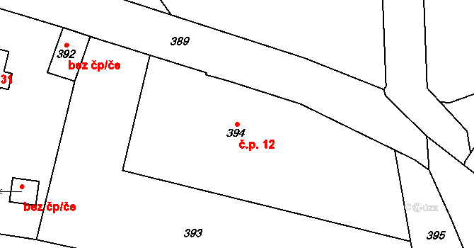 Horčápsko 12 na parcele st. 394 v KÚ Horčápsko, Katastrální mapa