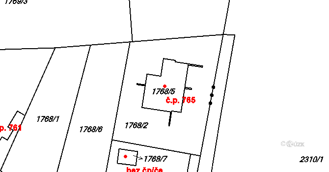 Bludovice 765, Havířov na parcele st. 1768/5 v KÚ Bludovice, Katastrální mapa
