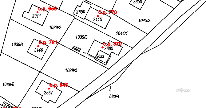 Litice 2480, Plzeň na parcele st. 2653 v KÚ Valcha, Katastrální mapa