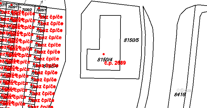 Líšeň 2689, Brno na parcele st. 8150/4 v KÚ Líšeň, Katastrální mapa