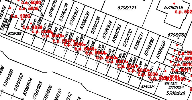 Jihlava 5043 na parcele st. 5706/261 v KÚ Jihlava, Katastrální mapa