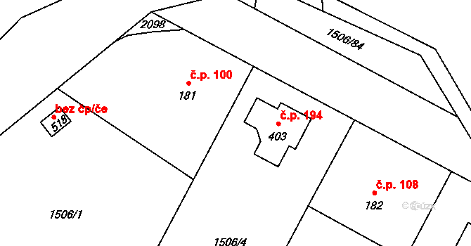 Olbramovice Ves 194, Olbramovice na parcele st. 403 v KÚ Olbramovice u Votic, Katastrální mapa