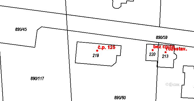 Vimperk III 125, Vimperk na parcele st. 219 v KÚ Boubská, Katastrální mapa