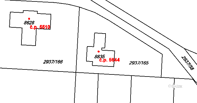 Zlín 5644 na parcele st. 8835 v KÚ Zlín, Katastrální mapa