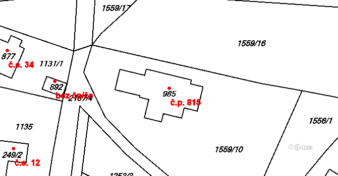 Bublava 815 na parcele st. 985 v KÚ Bublava, Katastrální mapa