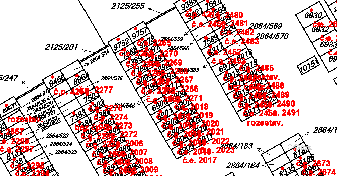 Hodonín 2271 na parcele st. 8711 v KÚ Hodonín, Katastrální mapa