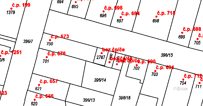 Přelouč 38228017 na parcele st. 2787 v KÚ Přelouč, Katastrální mapa