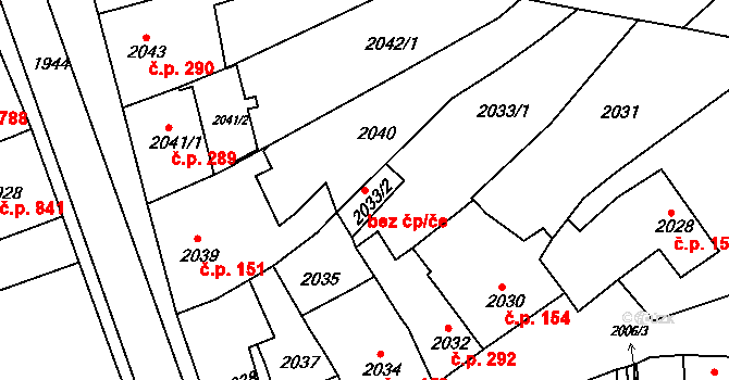 Bučovice 39681017 na parcele st. 2033/2 v KÚ Bučovice, Katastrální mapa