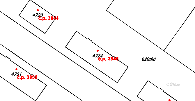 Zlín 3845 na parcele st. 4724 v KÚ Zlín, Katastrální mapa