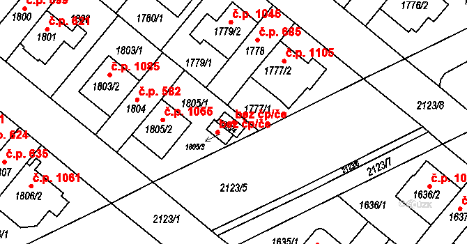 Praha 42839017 na parcele st. 1805/4 v KÚ Košíře, Katastrální mapa