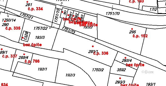Jevíčko 45993017 na parcele st. 293/2 v KÚ Jevíčko-předměstí, Katastrální mapa