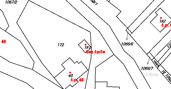 Chmelík 48469017 na parcele st. 181 v KÚ Chmelík, Katastrální mapa