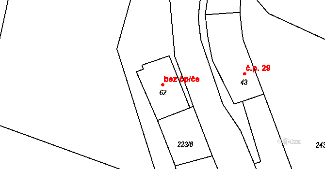 Bochovice 49372017 na parcele st. 62 v KÚ Bochovice, Katastrální mapa