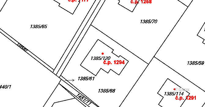 Vratimov 1294 na parcele st. 1385/120 v KÚ Vratimov, Katastrální mapa
