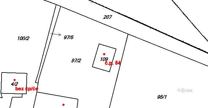 Tachov 54 na parcele st. 109 v KÚ Tachov u Doks, Katastrální mapa