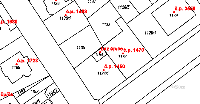 Chomutov 79348017 na parcele st. 1134/2 v KÚ Chomutov I, Katastrální mapa