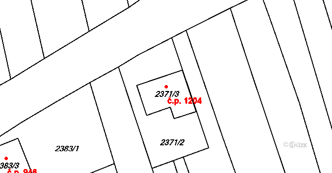 Valtice 1204 na parcele st. 2371/3 v KÚ Valtice, Katastrální mapa