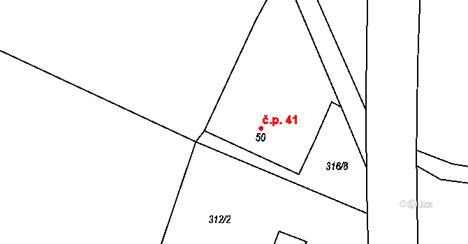 Zdislavice 41, Herálec na parcele st. 50 v KÚ Zdislavice u Herálce, Katastrální mapa