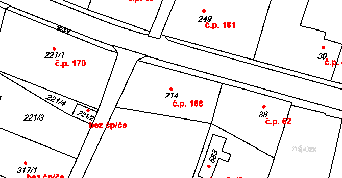 Rokytnice v Orlických horách 168 na parcele st. 214 v KÚ Rokytnice v Orlických horách, Katastrální mapa