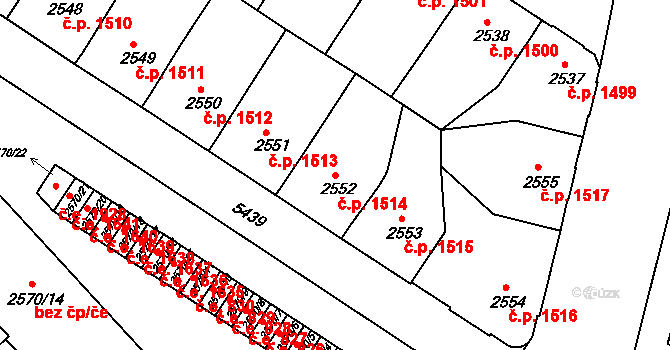 Znojmo 1514 na parcele st. 2552 v KÚ Znojmo-město, Katastrální mapa