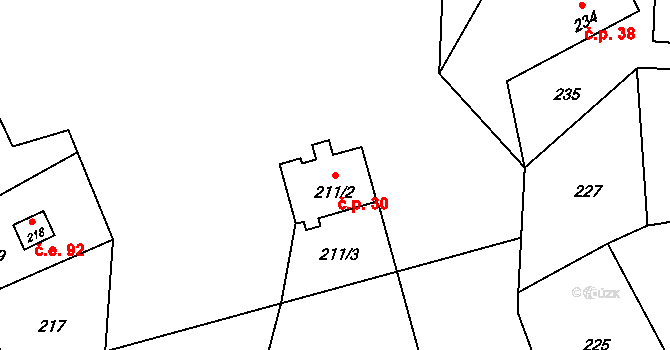 Kojetín III-Kovalovice 30, Kojetín na parcele st. 211/2 v KÚ Kovalovice u Kojetína, Katastrální mapa