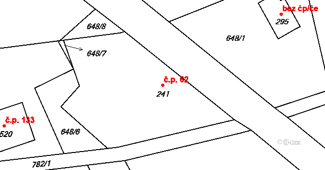 Jistebsko 62, Pěnčín na parcele st. 241 v KÚ Jistebsko, Katastrální mapa