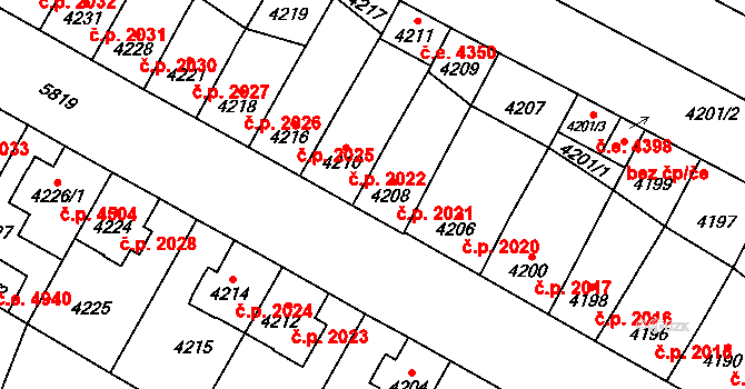 Jihlava 2021 na parcele st. 4208 v KÚ Jihlava, Katastrální mapa