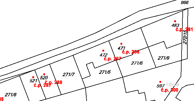 Humny 267, Pchery na parcele st. 472 v KÚ Pchery, Katastrální mapa