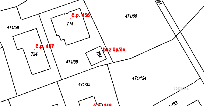 Kly 147176018 na parcele st. 784 v KÚ Kly, Katastrální mapa