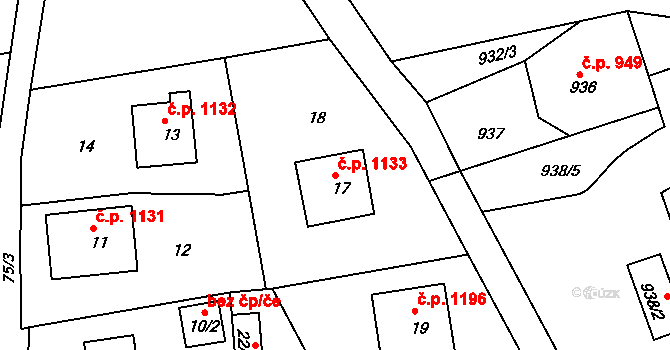 Hořovice 1133 na parcele st. 17 v KÚ Velká Víska, Katastrální mapa