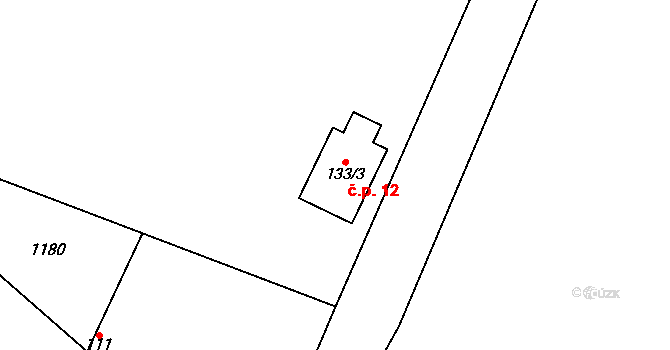 Vokšice 12, Podhradí na parcele st. 133/3 v KÚ Podhradí u Jičína, Katastrální mapa
