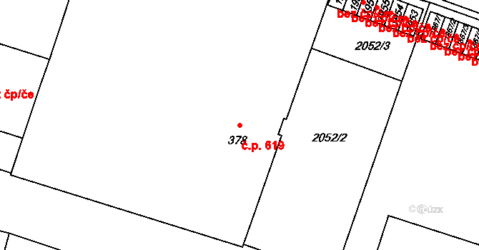 Hořice 619 na parcele st. 378 v KÚ Hořice v Podkrkonoší, Katastrální mapa