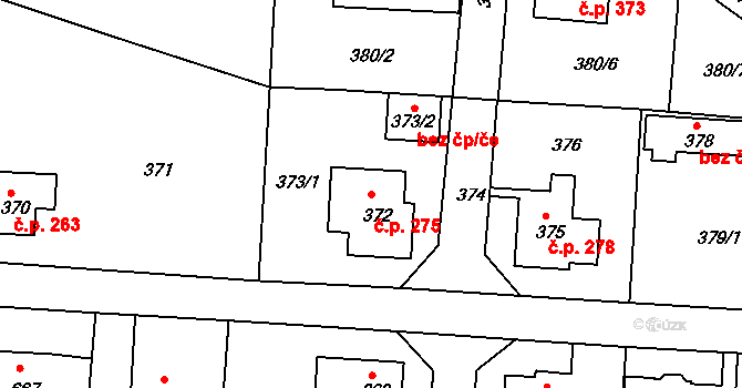 Děčín XXXII-Boletice nad Labem 275, Děčín na parcele st. 372 v KÚ Boletice nad Labem, Katastrální mapa