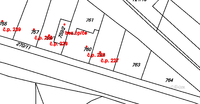 Řetenice 227, Teplice na parcele st. 762 v KÚ Teplice-Řetenice, Katastrální mapa