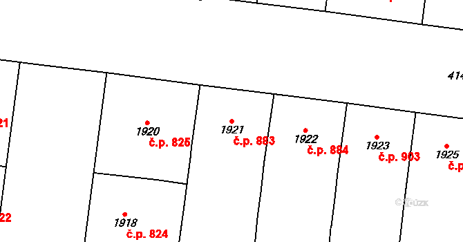 Vinohrady 883, Praha na parcele st. 1921/1 v KÚ Vinohrady, Katastrální mapa