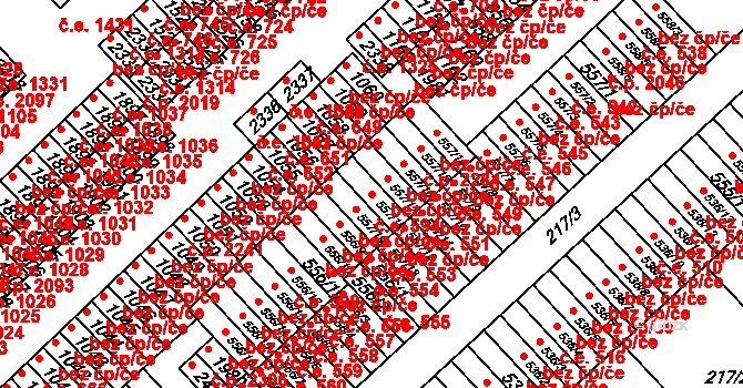 Sezimovo Ústí 594 na parcele st. 557/18 v KÚ Sezimovo Ústí, Katastrální mapa