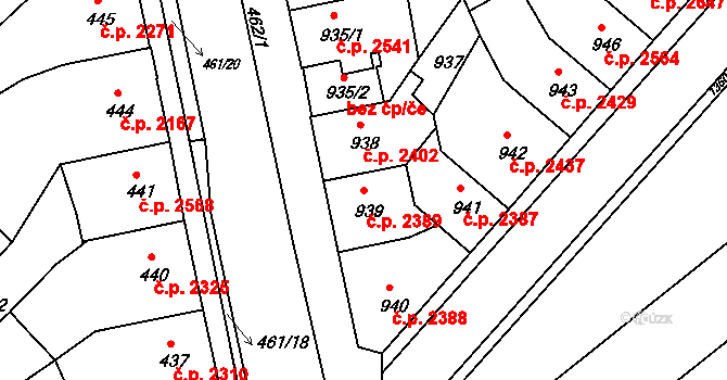 Chomutov 2389 na parcele st. 939 v KÚ Chomutov II, Katastrální mapa