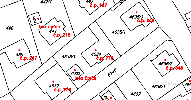 Liberec III-Jeřáb 776, Liberec na parcele st. 4634 v KÚ Liberec, Katastrální mapa
