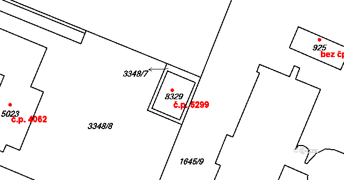 Zlín 5299 na parcele st. 8329 v KÚ Zlín, Katastrální mapa
