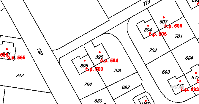 Heřmanice 504, Ostrava na parcele st. 895 v KÚ Heřmanice, Katastrální mapa