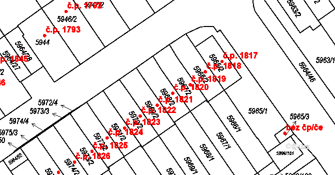 Velké Meziříčí 1819 na parcele st. 5967/2 v KÚ Velké Meziříčí, Katastrální mapa