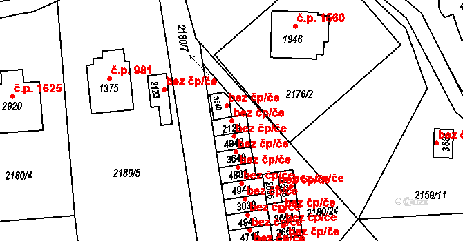 Rožnov pod Radhoštěm 42286018 na parcele st. 2124 v KÚ Rožnov pod Radhoštěm, Katastrální mapa