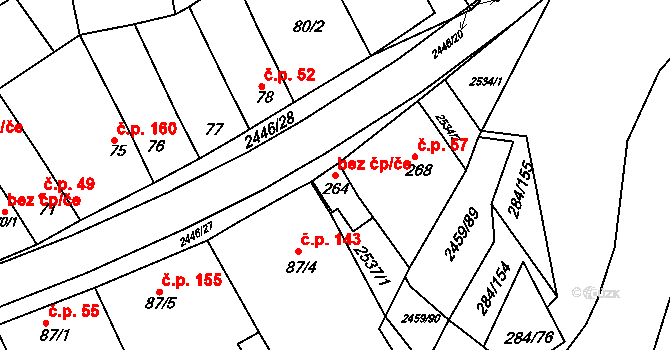 Ježov 44572018 na parcele st. 264 v KÚ Ježov, Katastrální mapa