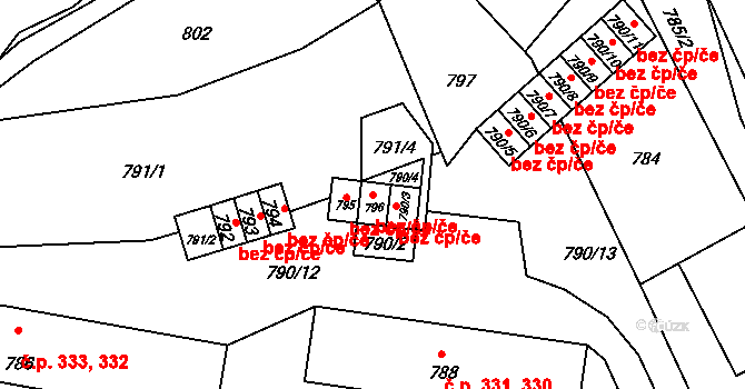 Krhová 45677018 na parcele st. 796 v KÚ Krhová, Katastrální mapa