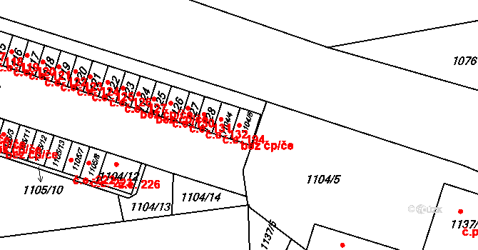 Hrádek nad Nisou 47025018 na parcele st. 1104/6 v KÚ Hrádek nad Nisou, Katastrální mapa