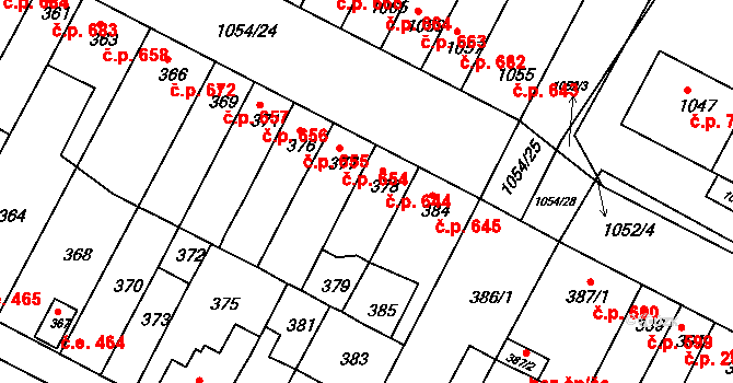 Bučovice 644 na parcele st. 378 v KÚ Bučovice, Katastrální mapa